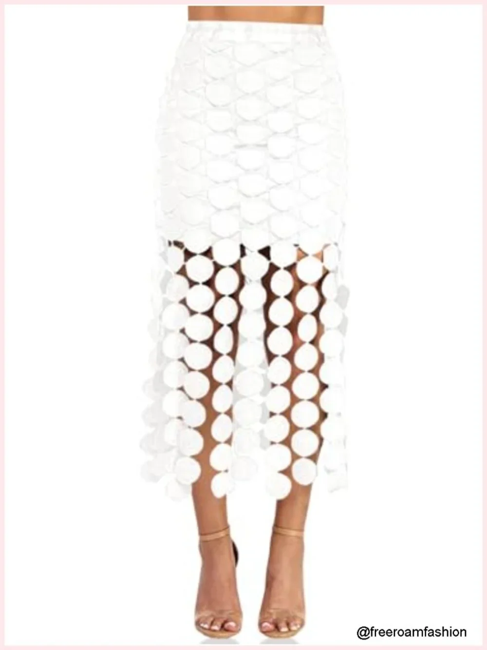 Boho High Waist Maxi Skirt with Hollow Out and Fringe Hem